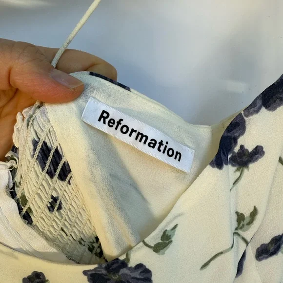 Reformation White and Blue Floral Midi Dress - Picture 11 of 12